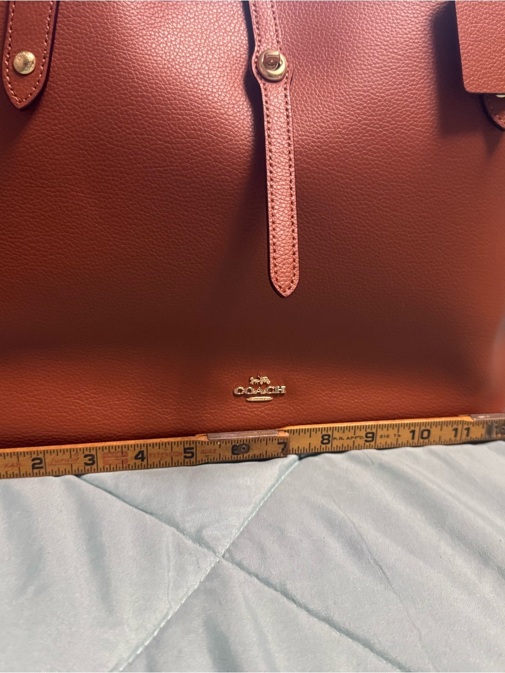 Coach Pebbled Leather Tote in Rust Brown with Gold Hardware - Picture 2 of 5